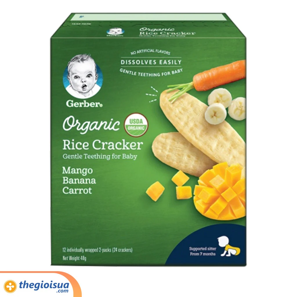 Bánh gạo hữu cơ Gerber vị chuối xoài cà rốt