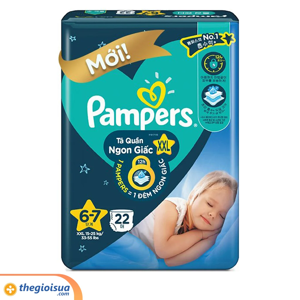 Pampers tã quần ngon giấc size XXL 22 miếng
