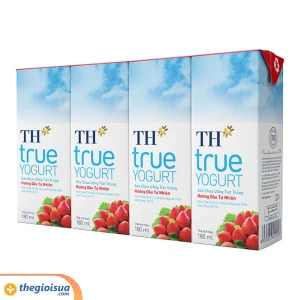 Sữa chua uống tiệt trùng TH Vị Dâu 180ml (Lốc 4 hộp)