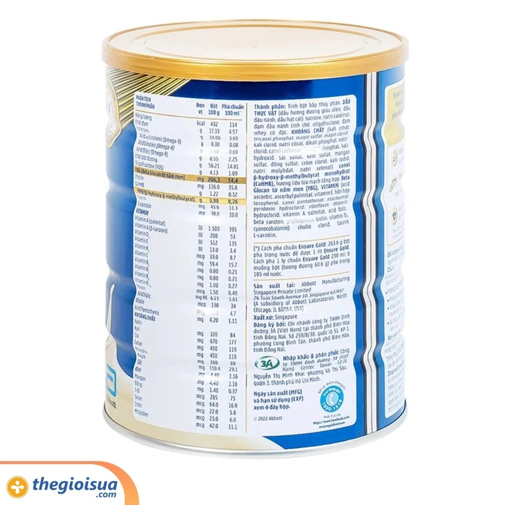 Abbott Ensure Gold Lúa Mạch 800g (Beta Glucan)