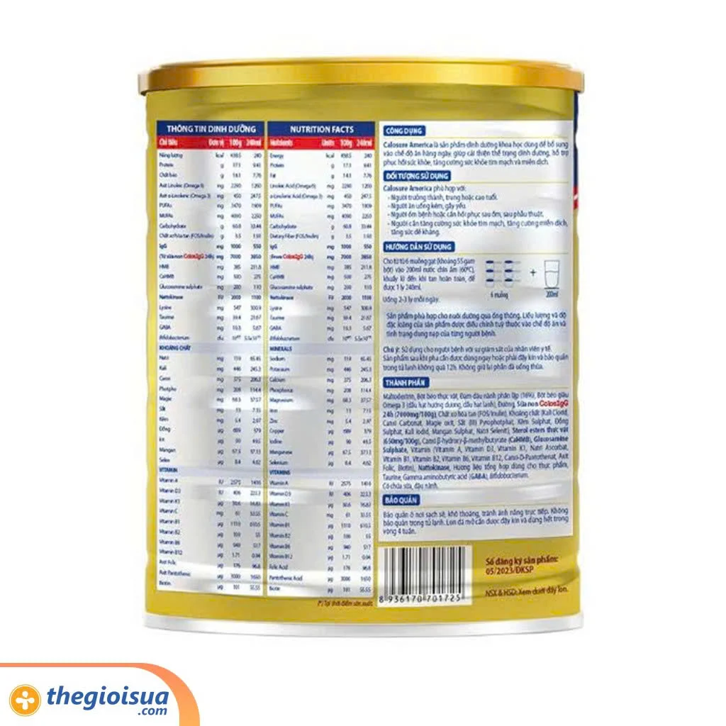 Sữa bột CaloSure America 800g (Vị thanh nhẹ)