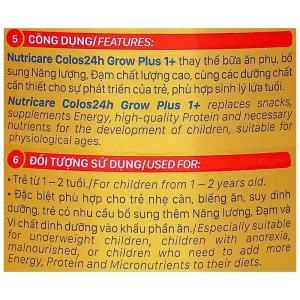 Sữa bột Nutricare colos 24H grow plus 1+ 850g (Từ 1-2 tuổi)