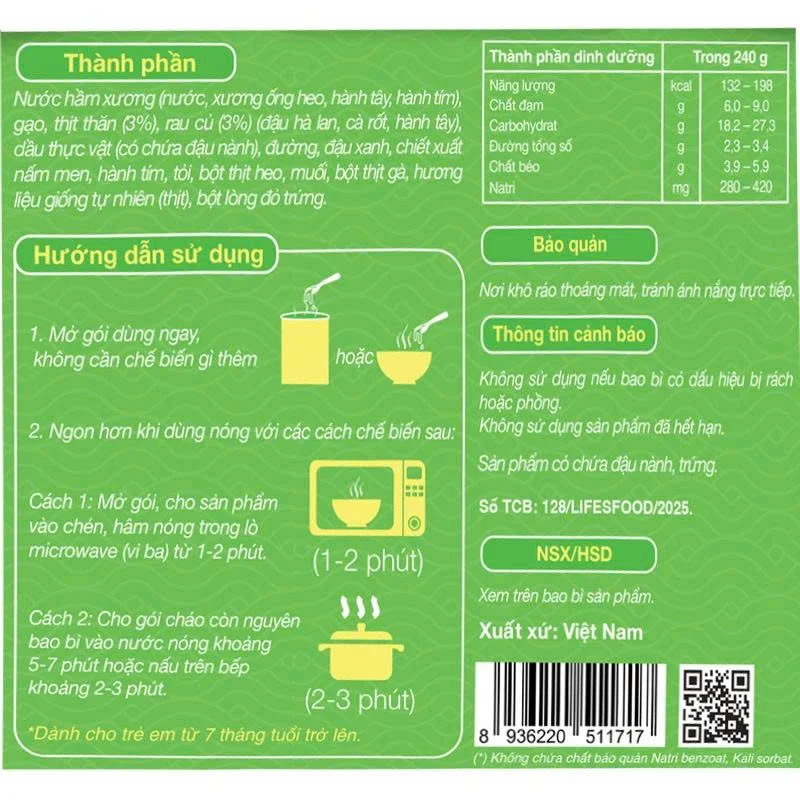 Cháo tươi GOLD – Thịt thăn rau củ gói 240g