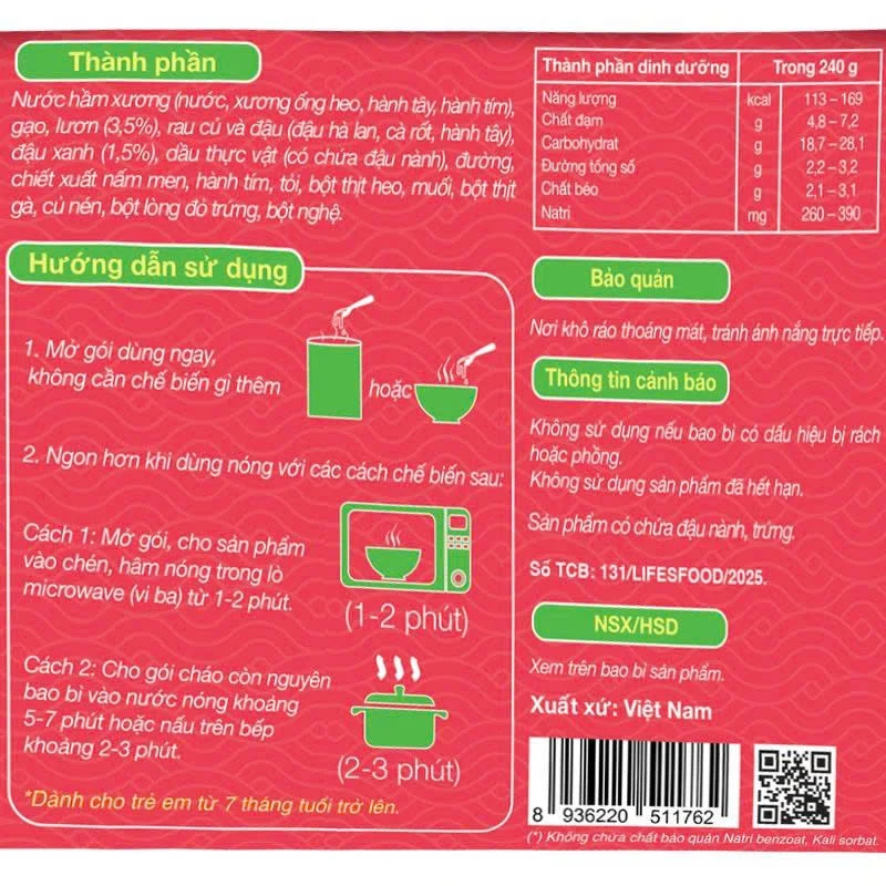 Cháo tươi GOLD – Lươn & đậu xanh 240g