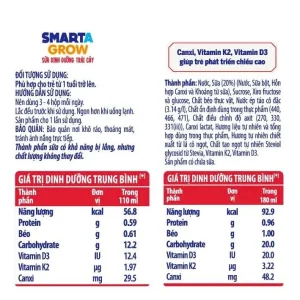 Sữa dinh dưỡng trái cây Smarta Grow hương trái cây nhiệt đới 4x180ml