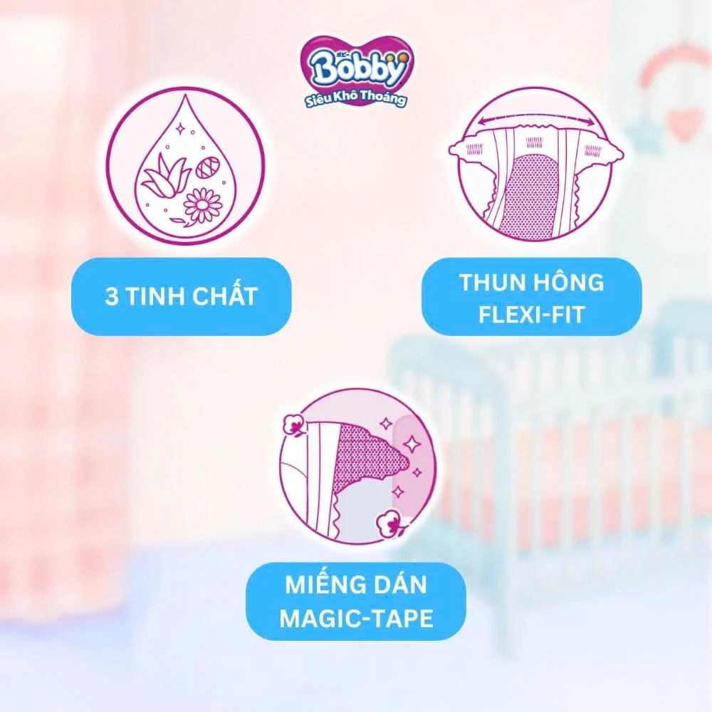 Tã dán Bobby Siêu Thấm – Khô Thoáng size S80 (4-8kg)