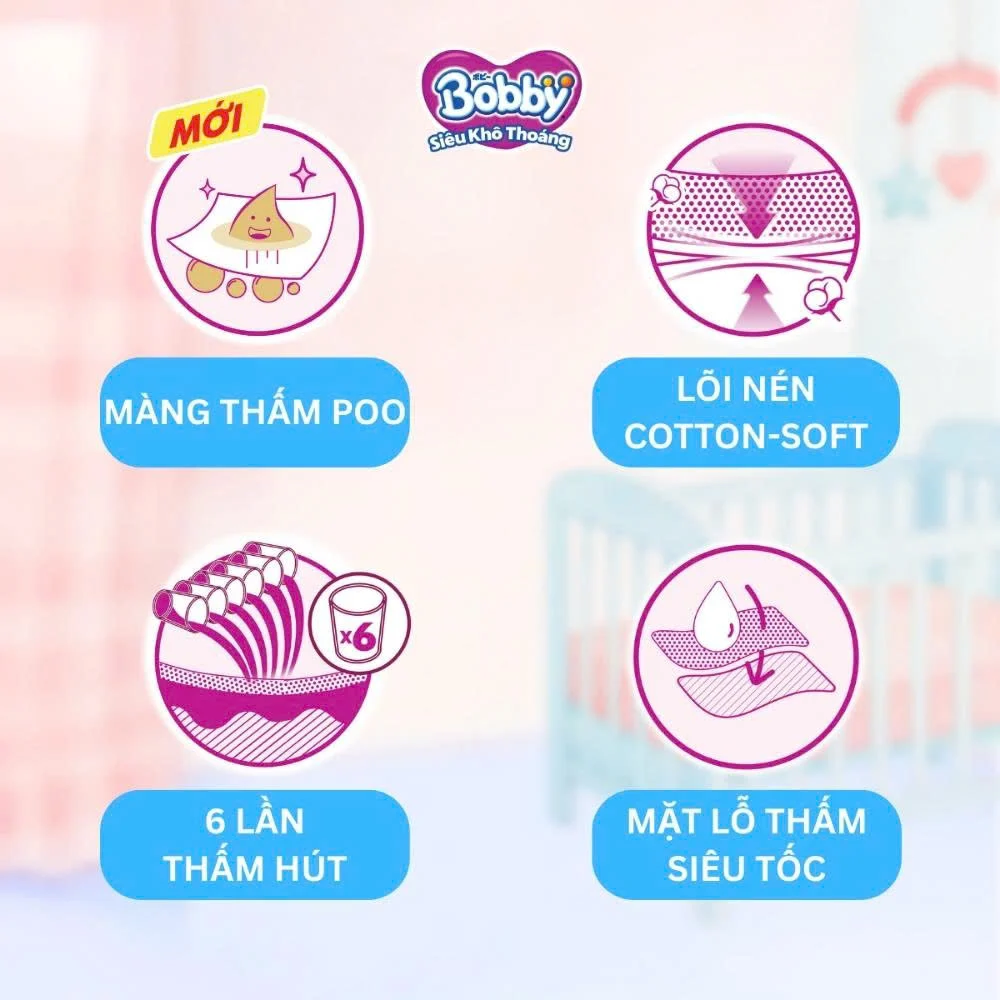 Tã dán Bobby Siêu Thấm – Khô Thoáng Size XS38 (Dưới 5kg)