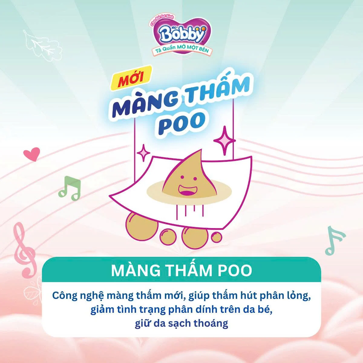 Tã dán Bobby Siêu Thấm – Khô Thoáng size M 76 miếng (6-11kg)