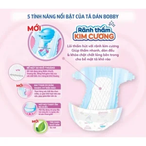 Tã dán Bobby Siêu Thấm – Khô Thoáng size XS70 (Dưới 5kg)