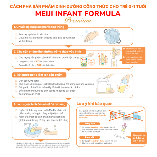Sữa bột Meiji 0-1 year old Infant Formula Premium 800g (Nhập khẩu)