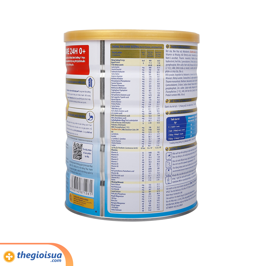 Sữa bột Coloscare 24h 0+ 800g